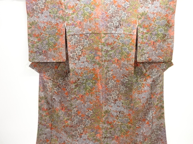 JAPANESE KIMONO / KOMON / CHIRIMEN / FLOWER & BIRD